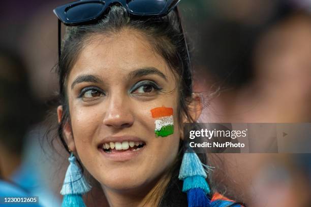 Indian fans show their support during game three of the Twenty20 International series between Australia and India at Sydney Cricket Ground on...