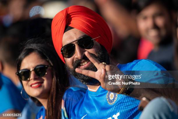 Indian fans show their support during game three of the Twenty20 International series between Australia and India at Sydney Cricket Ground on...