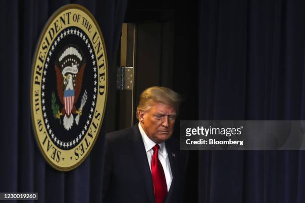 President Donald Trump arrives during an Operation Warp Speed vaccine summit at the White House in Washington, D.C., U.S., on Tuesday, Dec. 8, 2020....