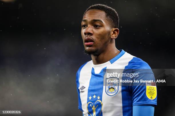 Jaden Brown of Huddersfield Town during the Sky Bet Championship match between Huddersfield Town and Sheffield Wednesday at John Smith's Stadium on...