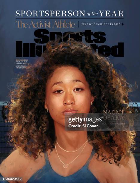 December 2020 Sports Illustrated Cover: Tennis: SI Sportsperson of the Year: Casual closeup illustrated portrait of Japan Naomi Osaka posing. The...
