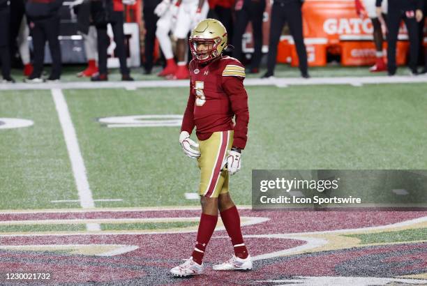 Boston College Eagles defensive back Deon Jones during a game between the Boston College Eagles and the Louisville Cardinals on November 28 at Alumni...