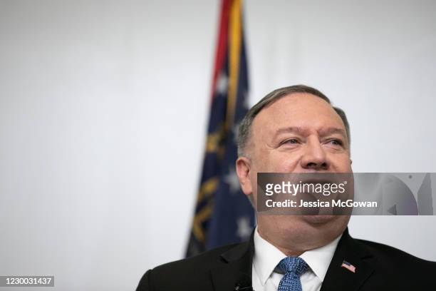 Secretary of State Mike Pompeo gives remarks on China foreign policy at Georgia Tech on December 9, 2020 in Atlanta, Georgia. Pompeo warned US...