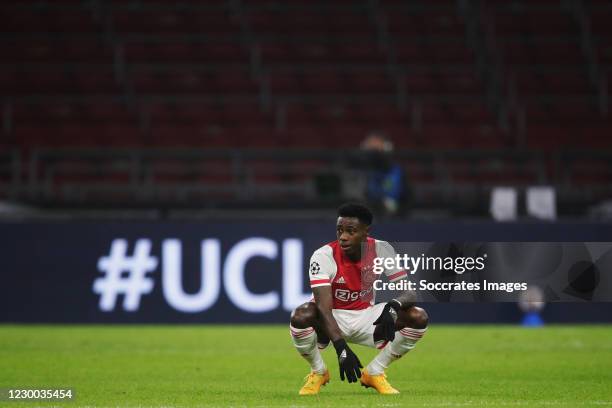 Quincy Promes of Ajax disappointed during the UEFA Champions League match between Ajax v Atalanta Bergamo at the Johan Cruijff Arena on December 9,...