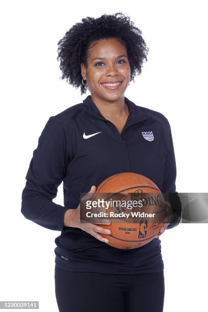 Lindsey Harding of the Sacramento Kings poses for a portrait during NBA Content Day December 8, 2020 at the Golden 1 Center in Sacramento,...