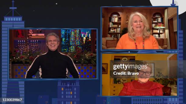 Episode 17199 -- Pictured in this screen grab: Andy Cohen, Candice Bergen, Dianne Wiest --