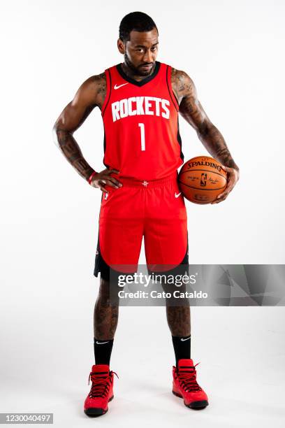 John Wall of the Houston Rockets poses for a portrait during Content Day at the Toyota Center on December 8, 2020 in Houston, Texas. NOTE TO USER:...
