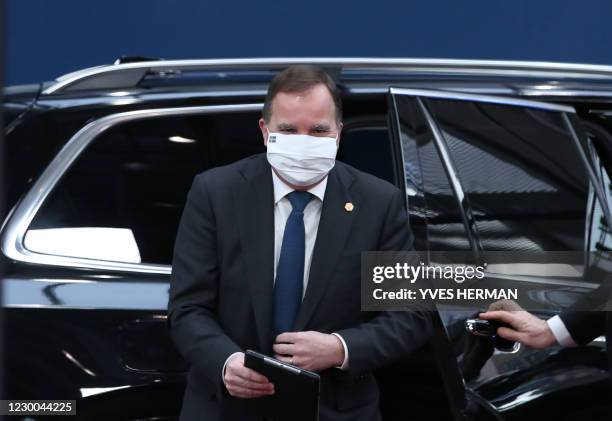 Sweden's Prime Minister Stefan Lofven arrives at the EU headquarters' Europa building in Brussels on December 10 prior to a European Union summit.