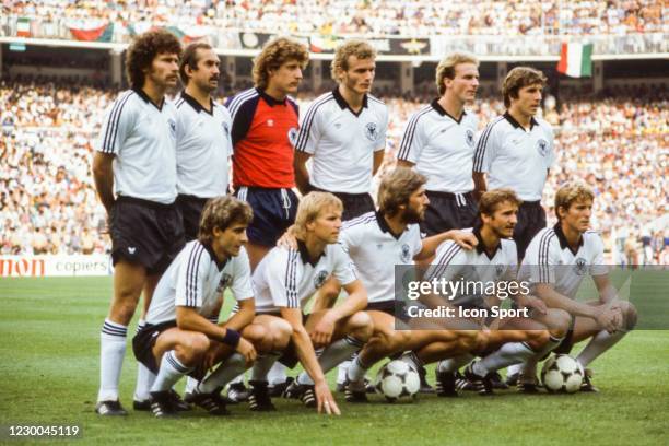 Team of Germany line up during the 1982 FIFA World Cup Final match between Italy and West Germany at Santiago Bernabeu, Madrid, Spain on 11 July 1982...