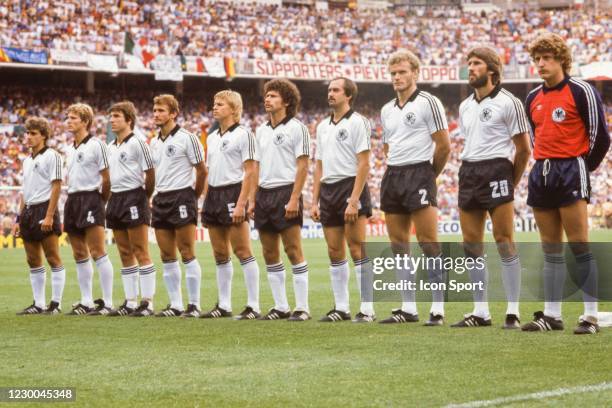 Team Germany during the 1982 FIFA World Cup Final match between Italy and West Germany at Santiago Bernabeu, Madrid, Spain on 11 July 1982