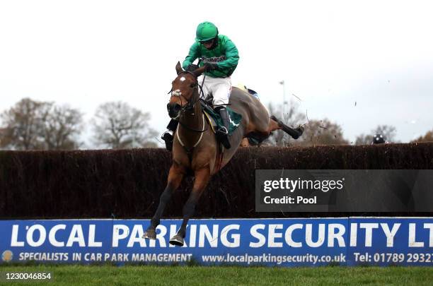Zambella ridden by Daryl Jacob on their way to winning the Wigley Group Lady Godiva Mares' Novices' Chase at Warwick Racecourse on December 10, 2020...