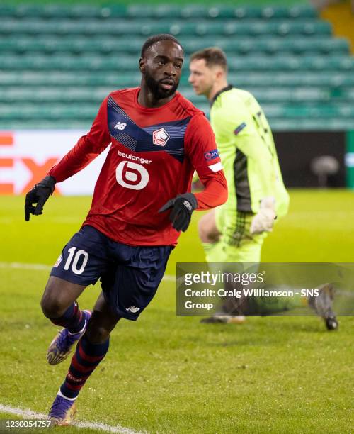 Lille's Jonathan Ikone makes it 1-1 during the UEFA Europa League group stage match between Celtic and Lille at Celtic Park on December 10 in...