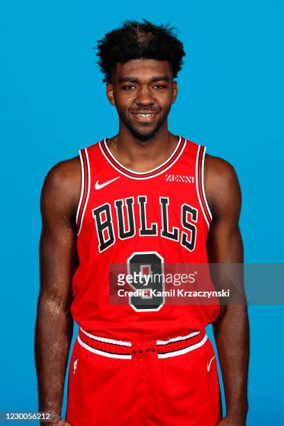 Patrick Williams of the Chicago Bulls poses for a head shot during NBA Content Day on December 10, 2020 at the United Center in Chicago, Illinois....
