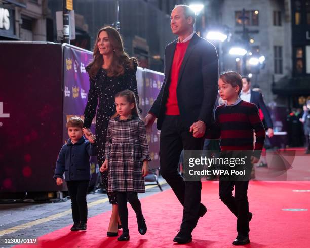 Prince William, Duke of Cambridge and Catherine, Duchess of Cambridge with their children, Prince Louis, Princess Charlotte and Prince George, attend...