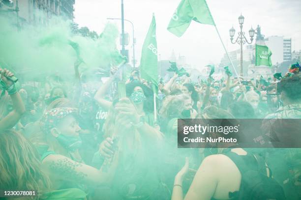 Pro-choice demonstrator in Buenos Aires, Argentina, on December 11, 2020. The bill will now pass to the Senate for its review. The proposal...