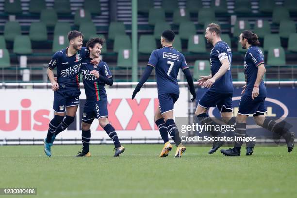 Jordy Bruijn of NEC celebrate his goal 0-1, oa Souffian El Karouani of NEC, Elayis Tavsan of NEC, Rens van Eijden of NEC, Edgar Barreto of NEC during...