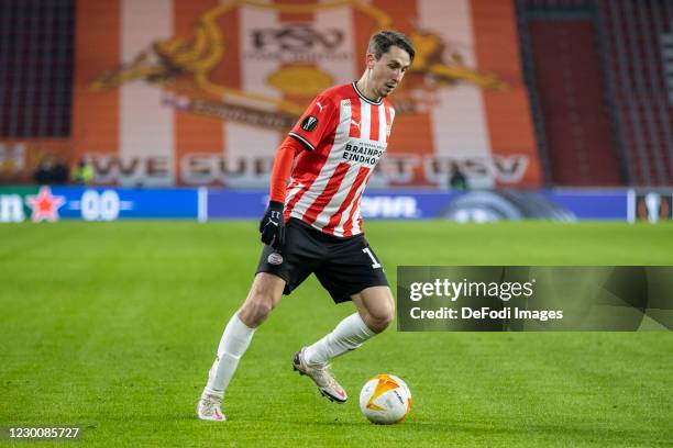 Adrian Fein of PSV Eindhoven Controls the ball during the UEFA Europa League Group E stage match between PSV Eindhoven and AC Omonoia at Philips...