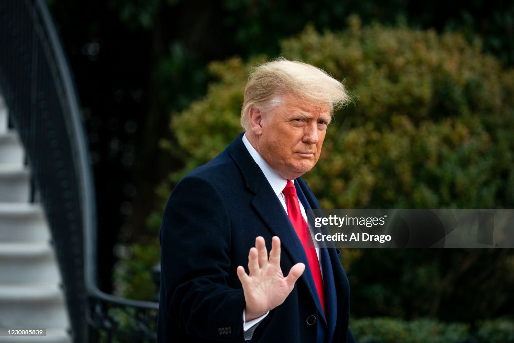 President Trump Departs The White House En Route To Army v Navy Football Game