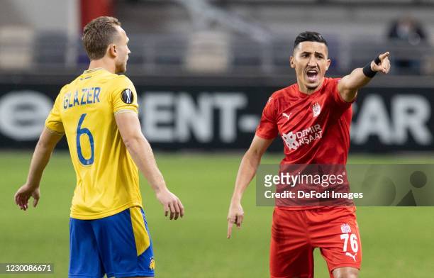 Fayçal Fajr of Sivasspor gestures during the UEFA Europa League Group I stage match between Maccabi Tel-Aviv FC and Sivasspor at Bloomfield Stadium...
