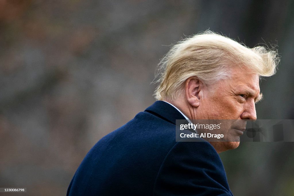 President Trump Departs The White House En Route To Army v Navy Football Game