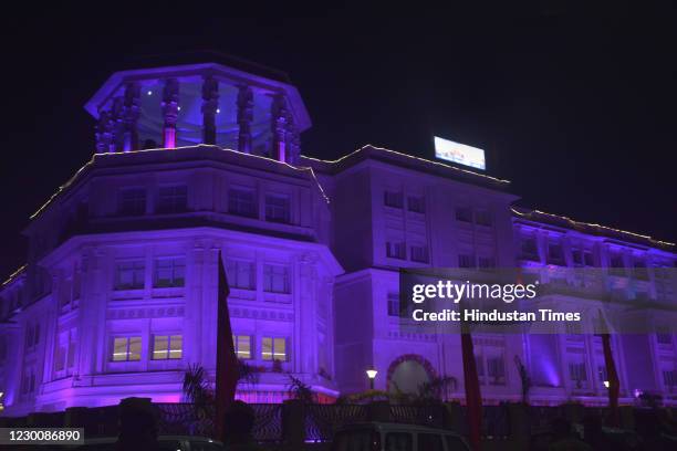 View of Kailash Mansarovar Bhavan inaugurated by Uttar Pradesh Chief Minister Yogi Adityanath at Indirapuram, on December 12, 2020 in Ghaziabad,...