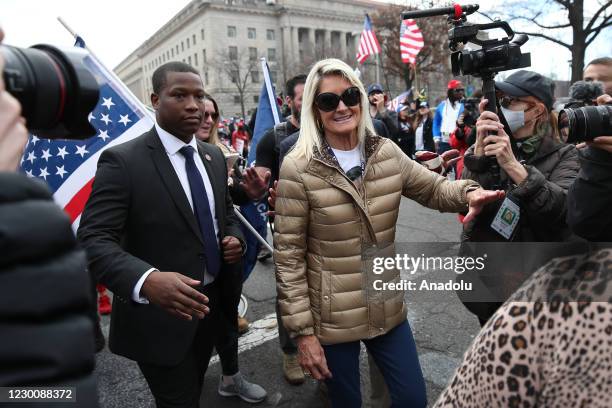 Former United States National Security Advisor Michael Flynn's wife Lori Andrade is seen as Pro-Trump protesters and Proud Boys gathered during the...