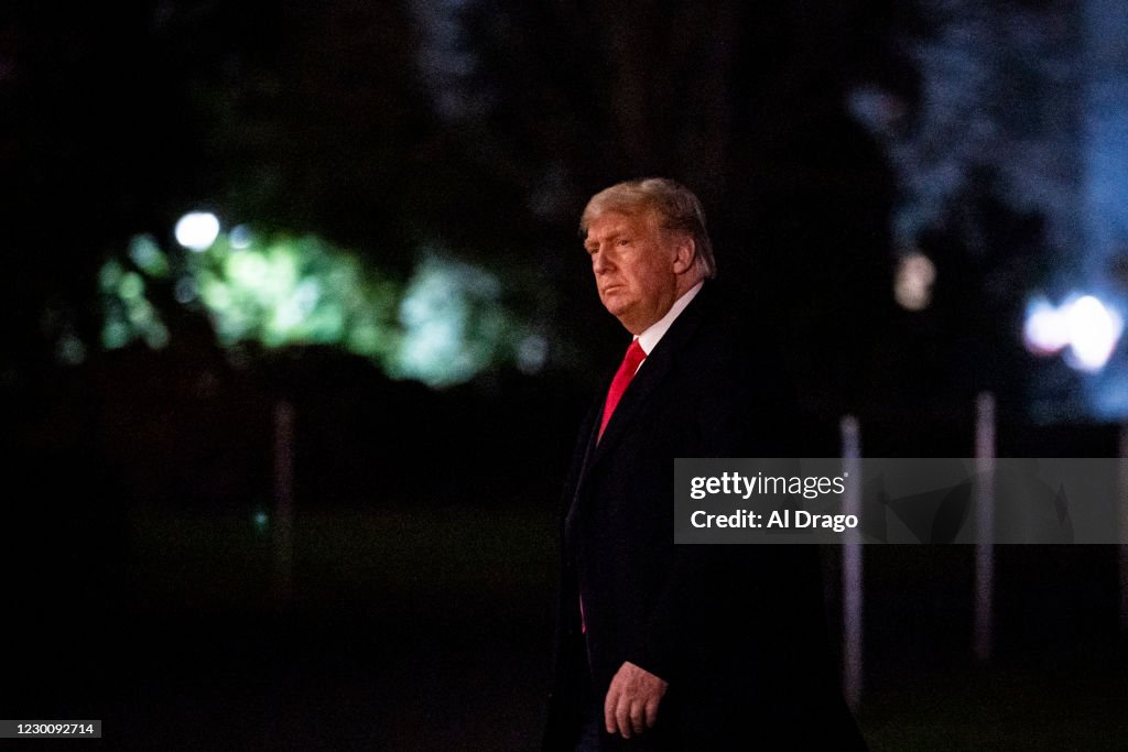 President Trump Arrives Back At The White House After Attending Army v Navy Football Game