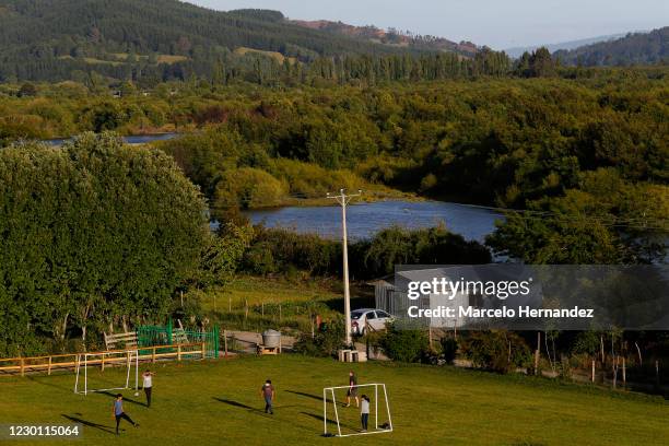 General view of the countryside with the Tolten river before the total eclipse on December 13, 2020 in Teodoro Schmidt, Chile. The only total Solar...