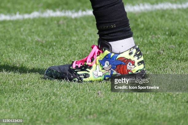 The cleat of Jacksonville Jaguars Wide Receiver Keelan Cole Sr. , for the NFLs My Cause My Cleats campaign during the game between the Tennessee...