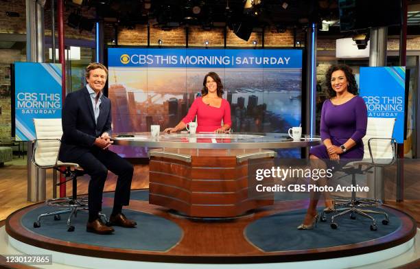 Co-hosts Jeff Glor, Dana Jacobson and Michelle Miller broadcast live from the CBS Broadcast center in NY.