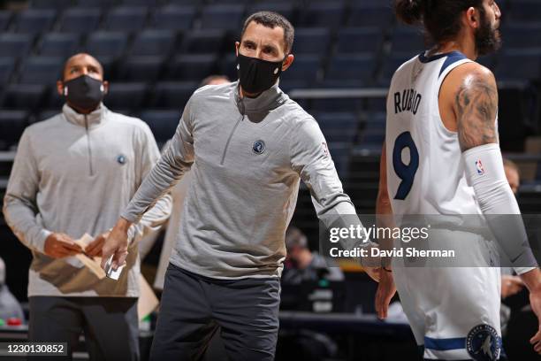 Pablo Prigioni of the Minnesota Timberwolves looks on during a preseason game against the Memphis Grizzlies on December 14, 2020 at Target Center in...