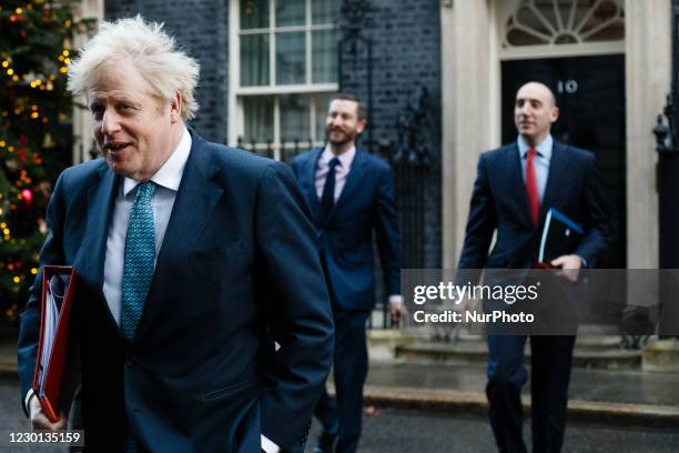 British Prime Minister Boris Johnson, Conservative Party leader and MP for Uxbridge and South Ruislip, leaves 10 Downing Street for the weekly...