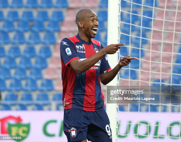 Eduardo Henrique of Crotone celebrates a goal during the Serie A match between FC Crotone and Spezia Calcio at Stadio Comunale Ezio Scida on December...