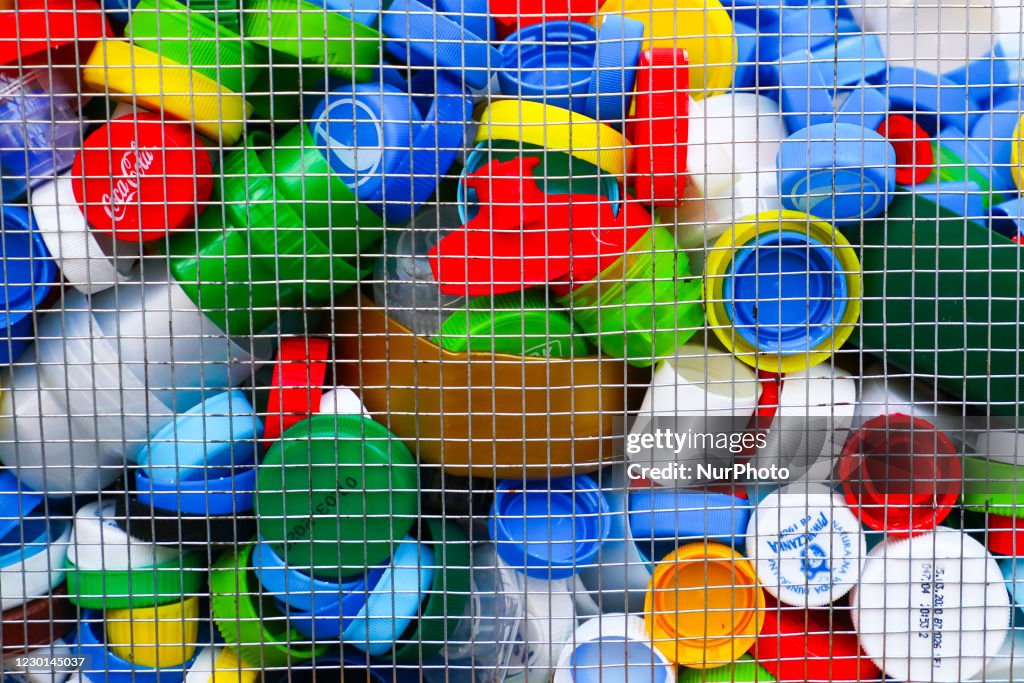 Plastic Caps Container In Krakow, Poland