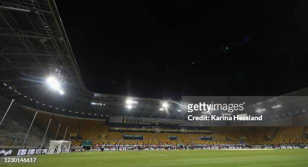 General view during the 3.Liga match between SG Dynamo Dresden and SC Verl at Rudolf-Harbig-Stadion on December 15, 2020 in Dresden, Germany.