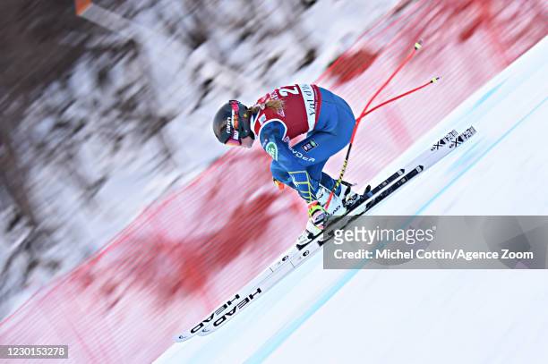 Alice Mckennis of USA takes 1st place during the Audi FIS Alpine Ski World Cup Women's Downhill Training on December 16 - December 17, 2020 in Val...