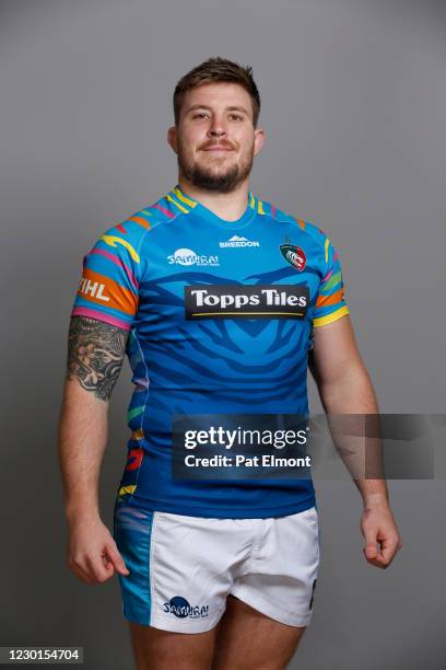 Facundo Gigena poses for a portrait during the Leicester Tigers squad photo call for the 2020-21 Gallagher Premiership Rugby season at Oval Park,...