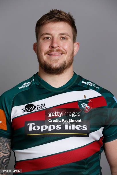 Facundo Gigena poses for a portrait during the Leicester Tigers squad photo call for the 2020-21 Gallagher Premiership Rugby season at Oval Park,...