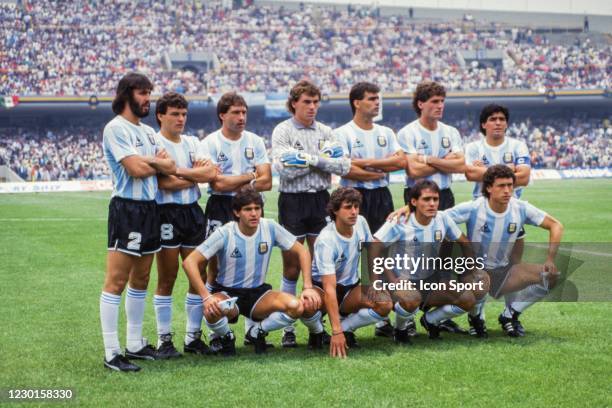 Team Argentina line up during the FIFA World Cup 1986 match between Argentina and South Korea, at Estadio Olimpico Universitario, Mexico City, Mexico...