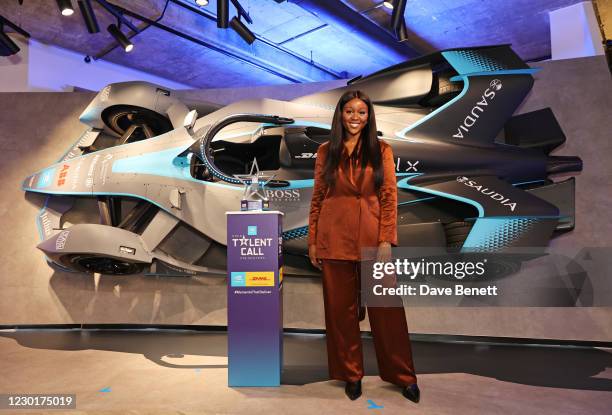 Derin Adetosoye, winner of the Formula E Open Talent Call for Presenters, attends the ABB FIA Formula E Open Talent Call for Presenters winner reveal...