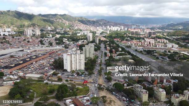 Aerial view of the South of the city Caracas on December 16, 2020 in Caracas, Venezuela.