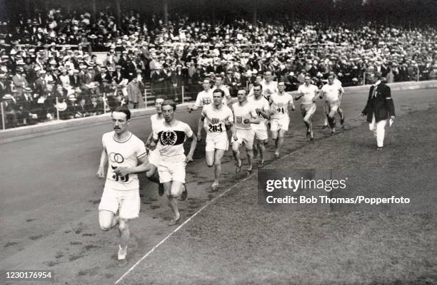 Action during the men's 1500 metres Final at the Summer Olympic Games in Stockholm, Sweden on 10th July 1912.