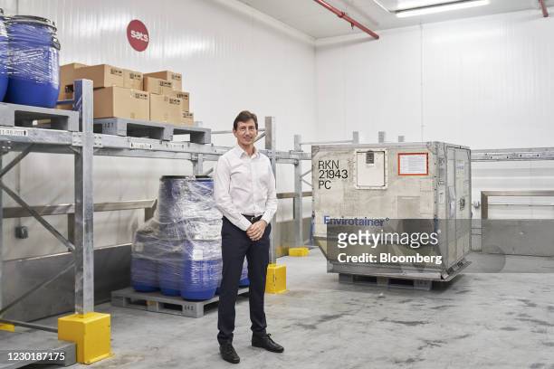 Alex Hungate, chief executive officer of SATS Ltd., at the company's Coolport handling center at Changi Airport in Singapore, on Wednesday, Dec. 16,...