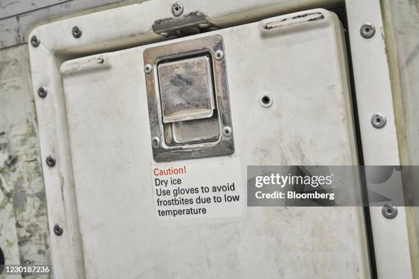 An Envirotainer, a temperature-cooled container, at the SATS Ltd. Coolport handling center at Changi Airport in Singapore, on Wednesday, Dec. 16,...