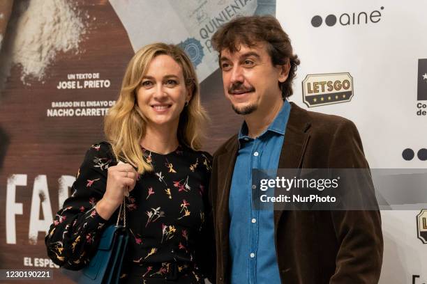 Actors Javier Veiga and Marta Hazas at photocall for premiere Fariña in Teatro Cofidis Alcazar December 2020.December 17, 2020 in Madrid, Spain.