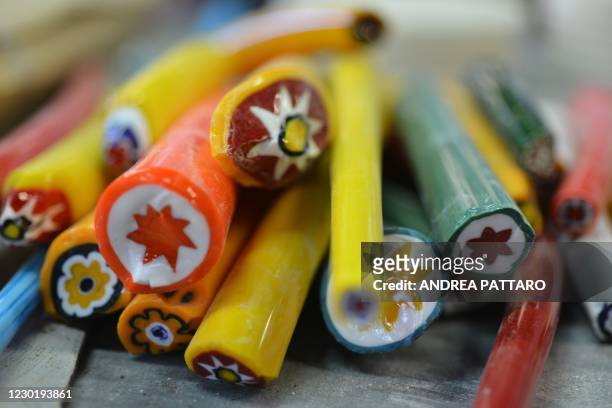 View shows Venetian glass at the 1911 established company Ercole Moretti, on December 18, 2020 in the island of Murano in the Venetian lagoon. -...