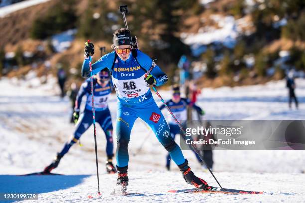 Anais Chevalier-Bouchet of France in action competes during the Women 7.5 km Sprint Competition at the BMW IBU World Cup Biathlon Hochfilzen at on...