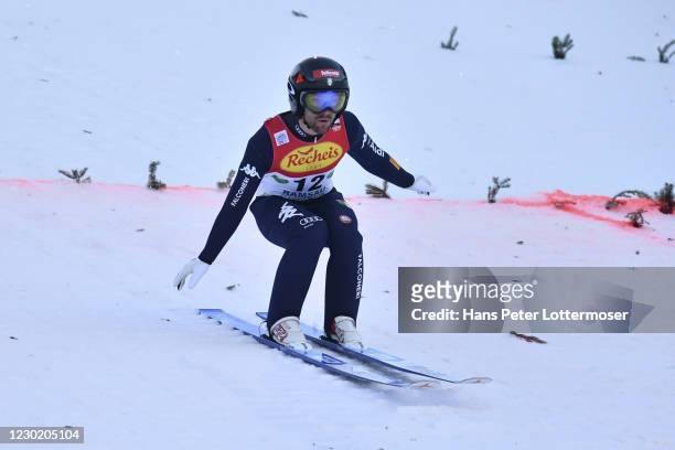 Alessandro Pittin of Italia competes during the Men-s Gundersen Normal Hill HS98/10.0 Km at the FIS Nordic Combined World Cup at WM Stadion Ramsau on...