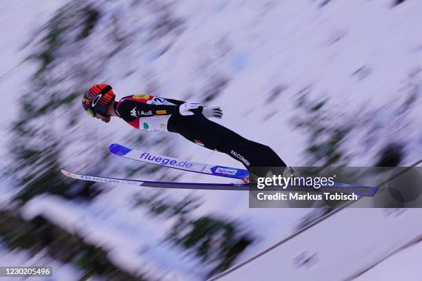 Alessandro Pittin of Italia competes during the Men's Gundersen Normal Hill HS98/10.0 Km at the FIS Nordic Combined World Cup at WM Stadion Ramsau on...