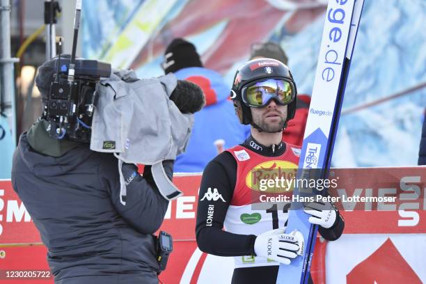 Alessandro Pittin of Italia competes during the Men-s Gundersen Normal Hill HS98/10.0 Km at the FIS Nordic Combined World Cup at WM Stadion Ramsau on...